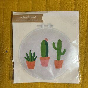 Cactus Embroidery Kit Beginner with 8" plastic hoop frame
